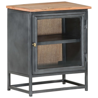 Bedside Cabinet Grey Solid acacia wood, glass, steel Medium