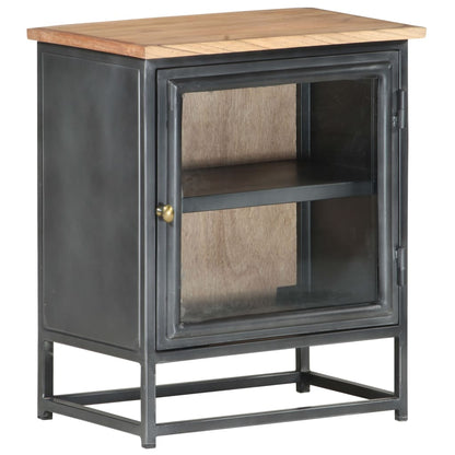 Bedside Cabinet Grey Solid acacia wood, glass, steel Medium