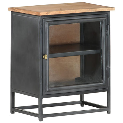 Bedside Cabinet Grey Solid acacia wood, glass, steel Medium
