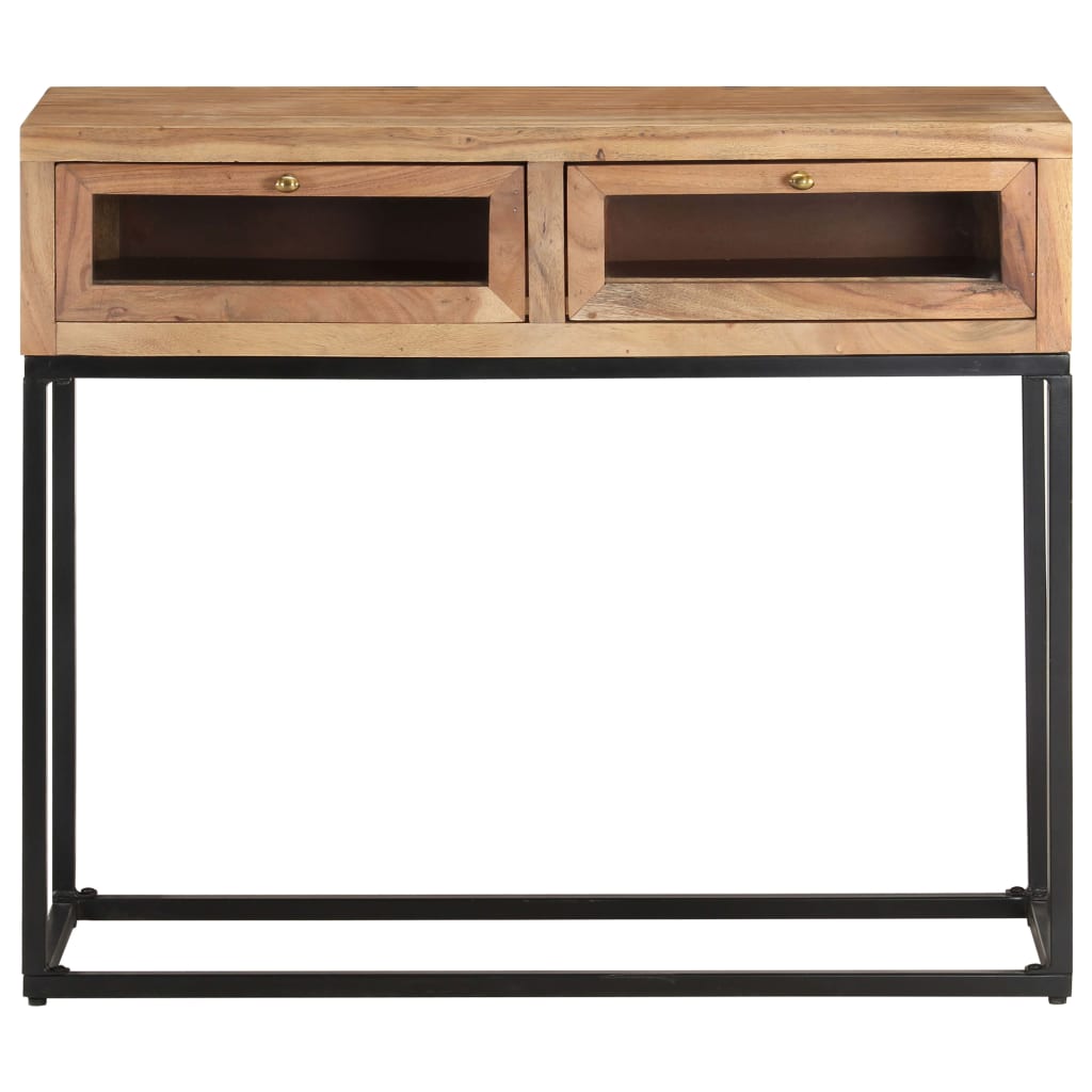 Console Table Natural brown Solid Acacia Wood 35.4 x 13.8 x 29.9 in