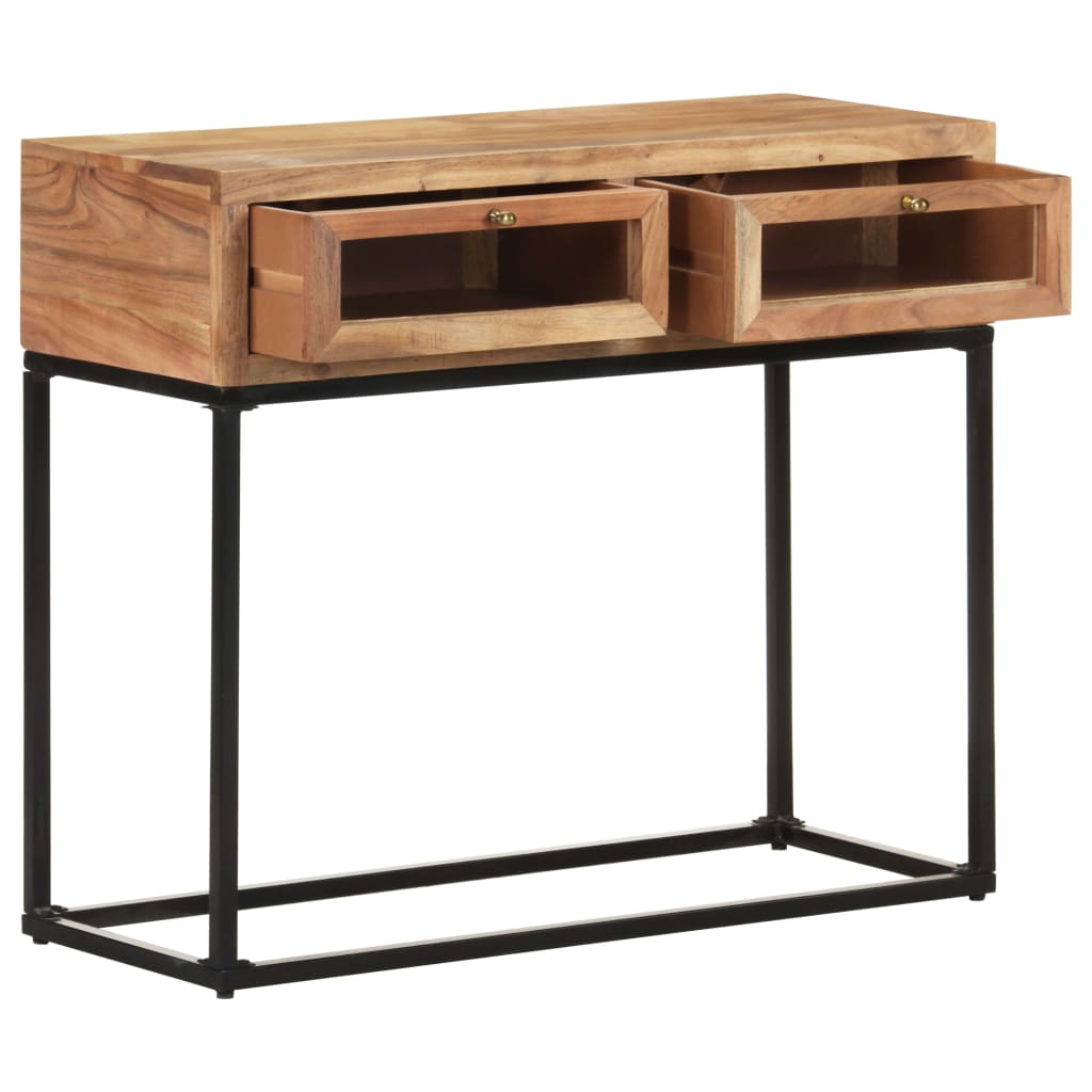 Console Table Natural brown Solid Acacia Wood 35.4 x 13.8 x 29.9 in
