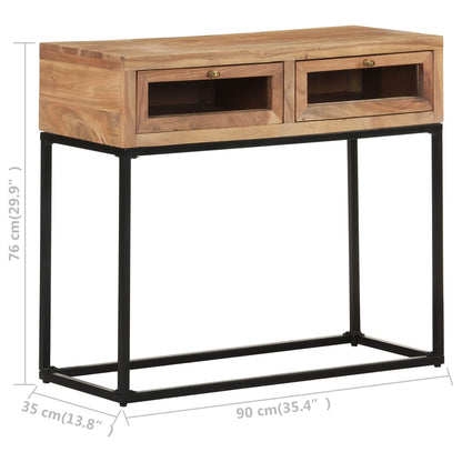 Console Table Natural brown Solid Acacia Wood 35.4 x 13.8 x 29.9 in