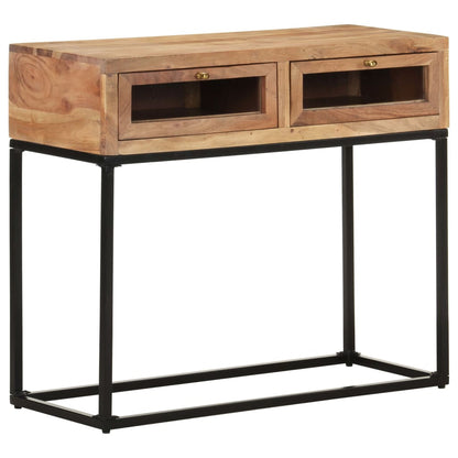 Console Table Natural brown Solid Acacia Wood 35.4 x 13.8 x 29.9 in