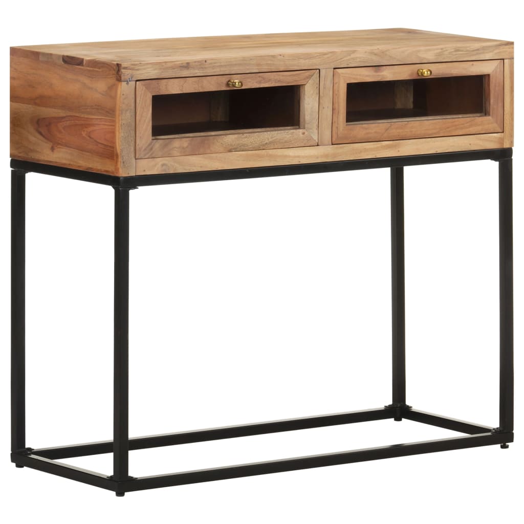 Console Table Natural brown Solid Acacia Wood 35.4 x 13.8 x 29.9 in