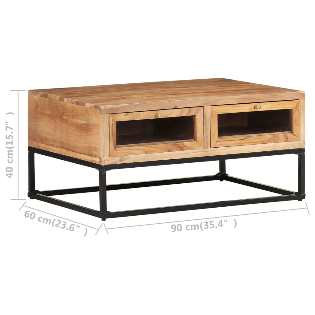 Coffee Table Natural wood Solid acacia wood, powder-coated steel