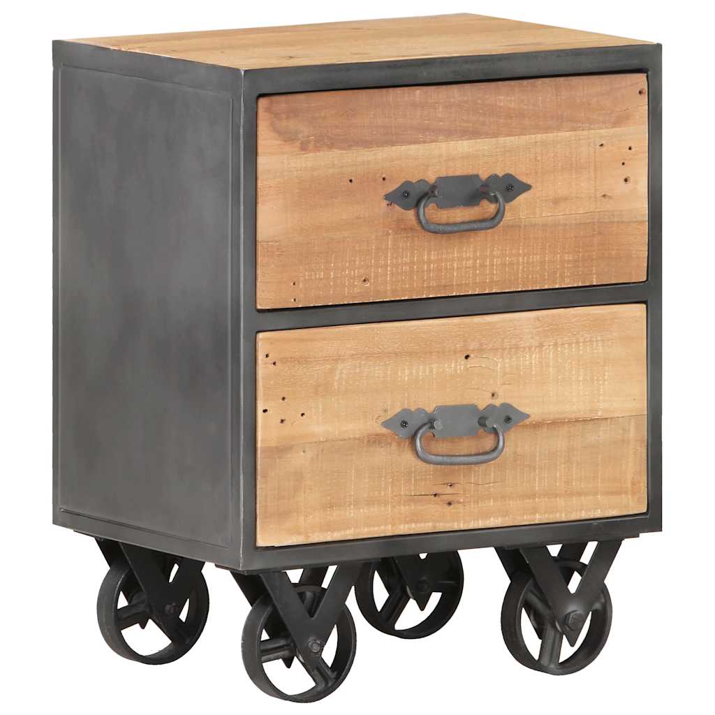 Bedside Cabinet Natural wood, Grey Solid reclaimed wood, Steel