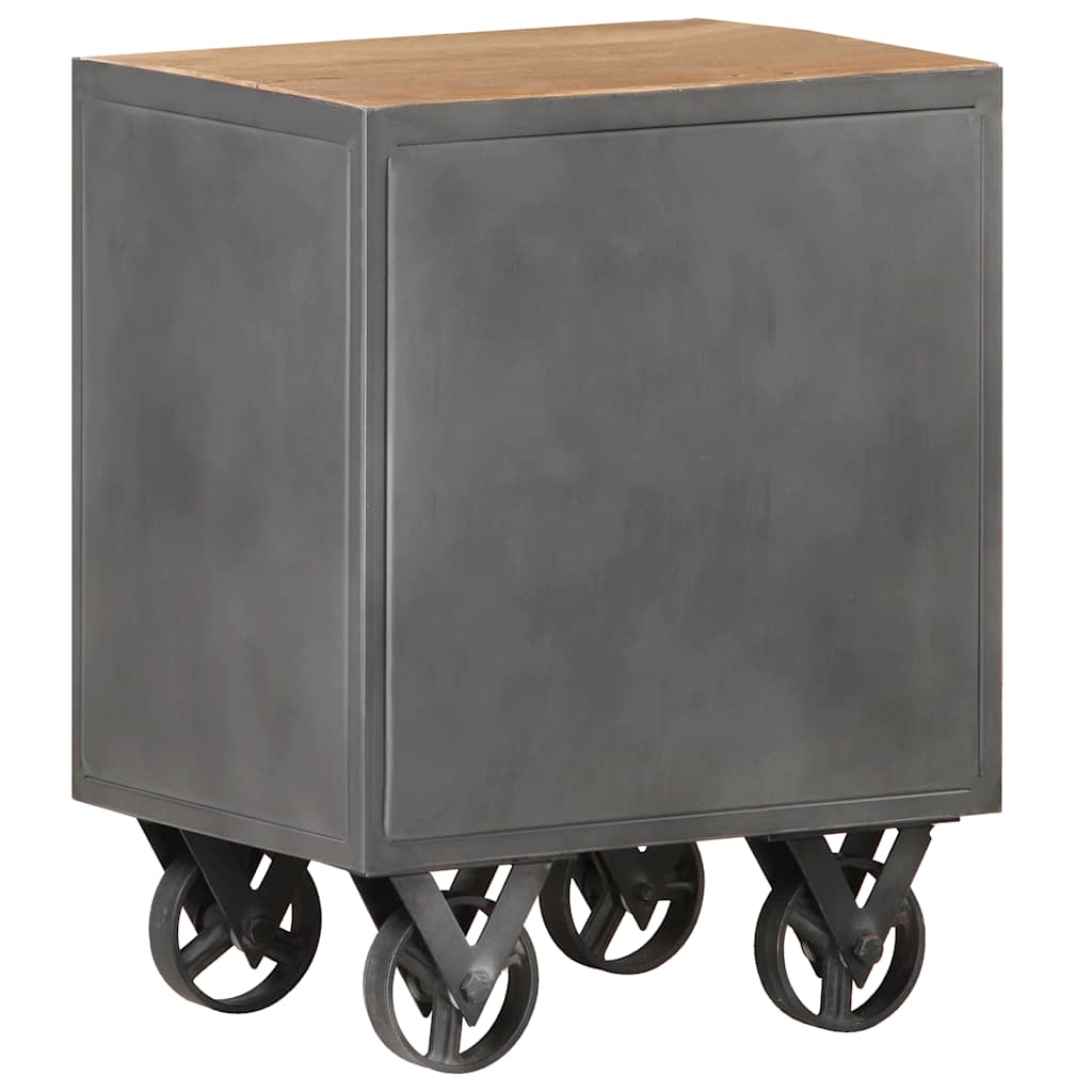 Bedside Cabinet Natural wood, Grey Solid reclaimed wood, Steel