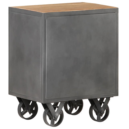 Bedside Cabinet Natural wood, Grey Solid reclaimed wood, Steel