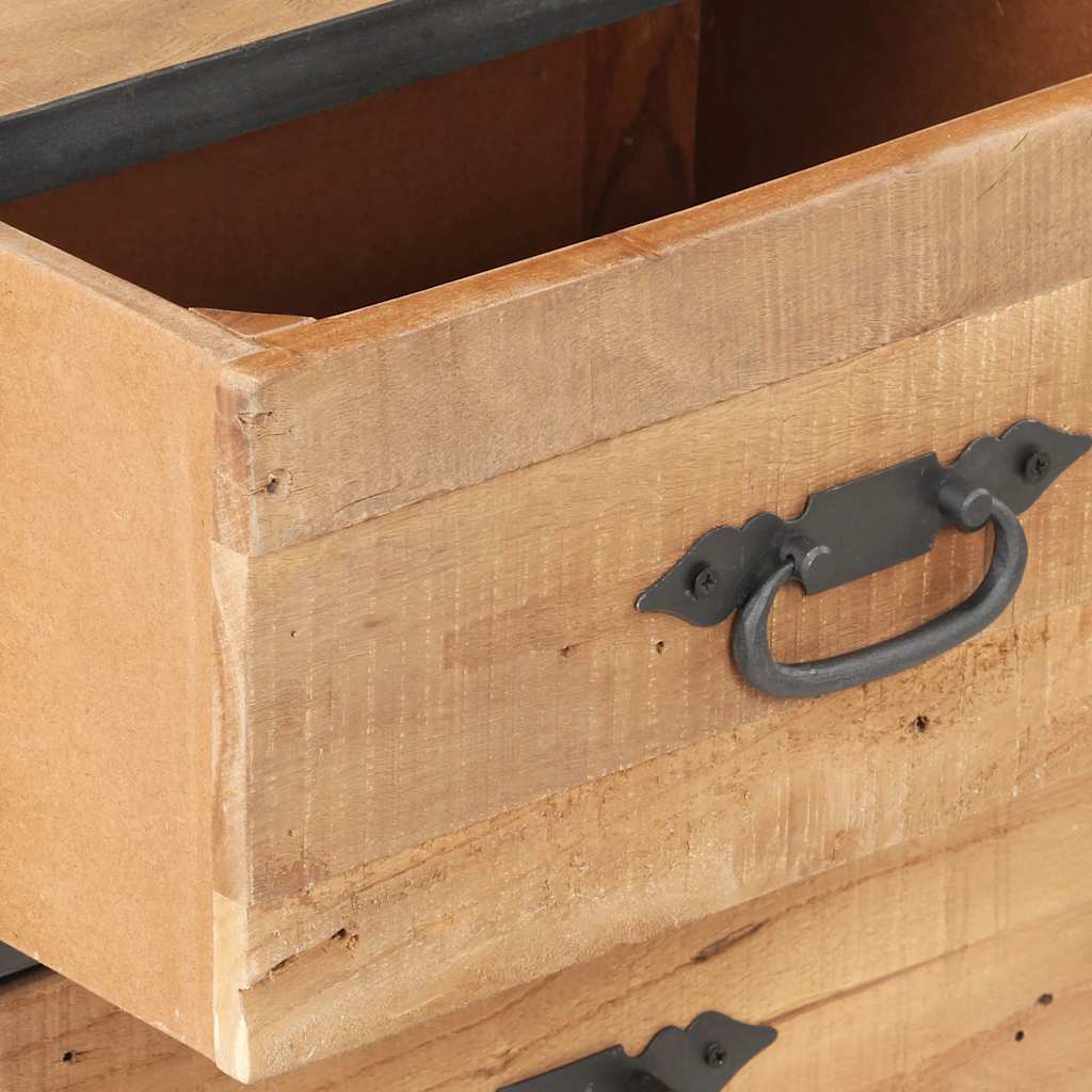 Bedside Cabinet Natural wood, Grey Solid reclaimed wood, Steel