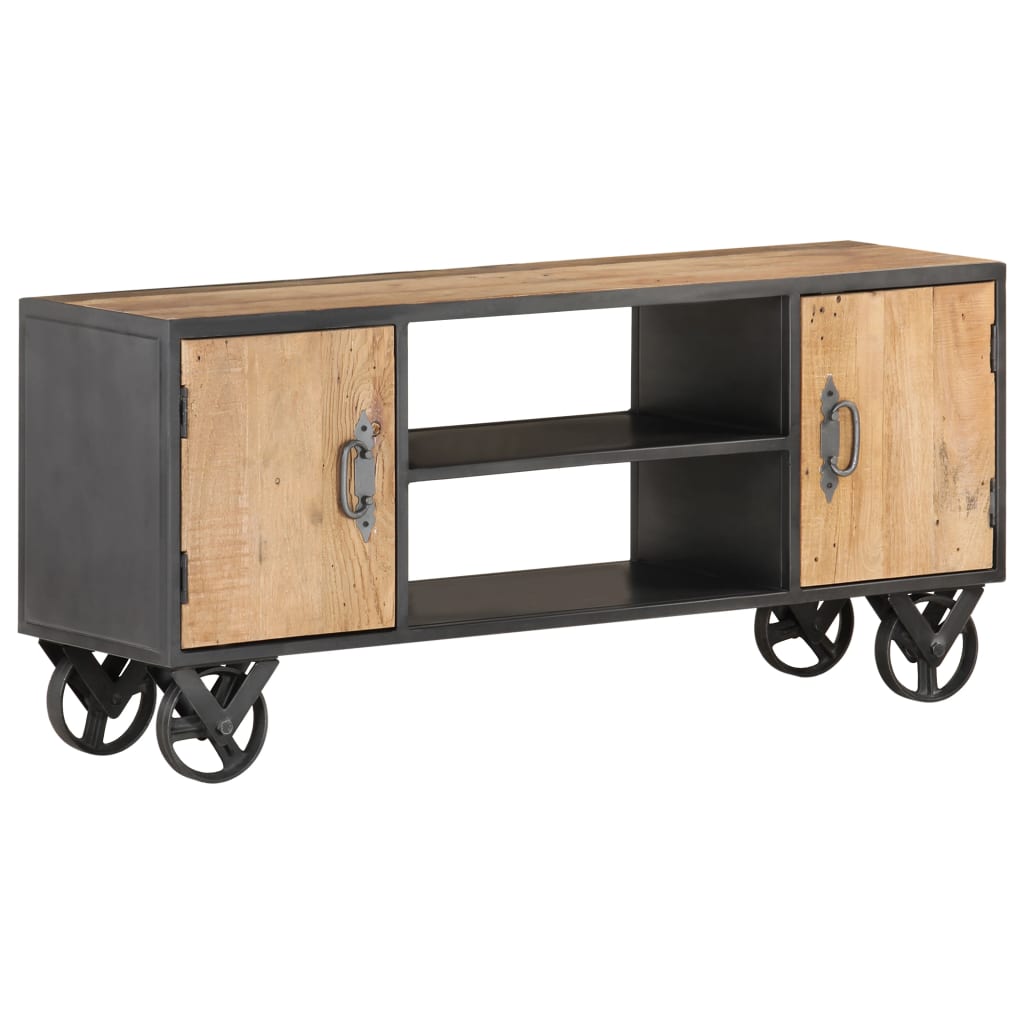 TV Cabinet Natural wood with grey steel finish
