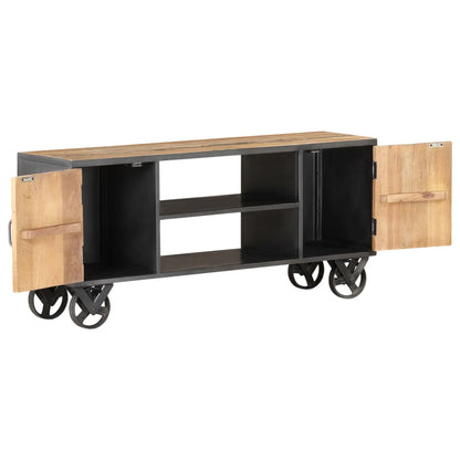 TV Cabinet Natural wood with grey steel finish