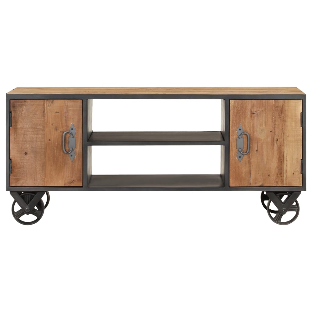 TV Cabinet Natural wood with grey steel finish
