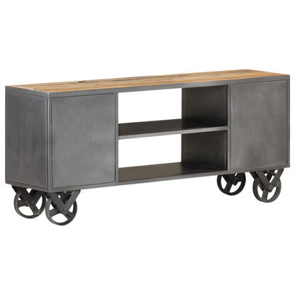 TV Cabinet Natural wood with grey steel finish