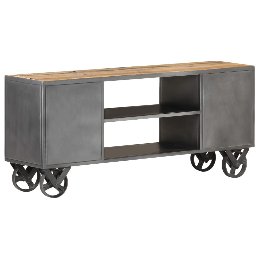 TV Cabinet Natural wood with grey steel finish