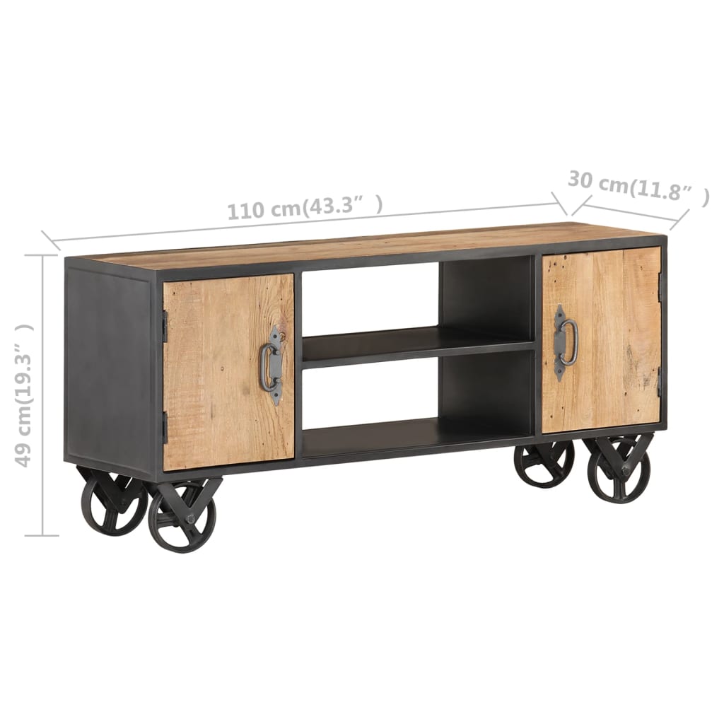 TV Cabinet Natural wood with grey steel finish