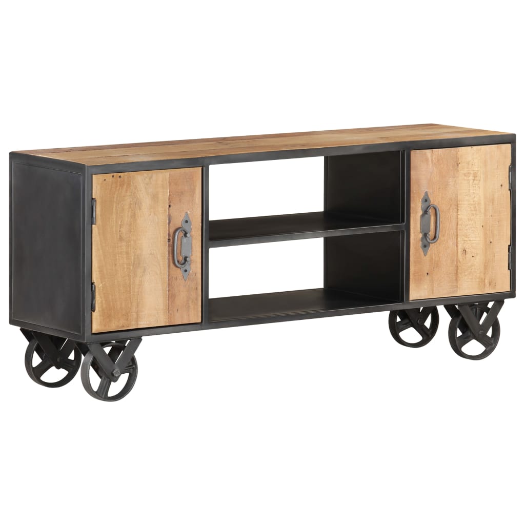 TV Cabinet Natural wood with grey steel finish