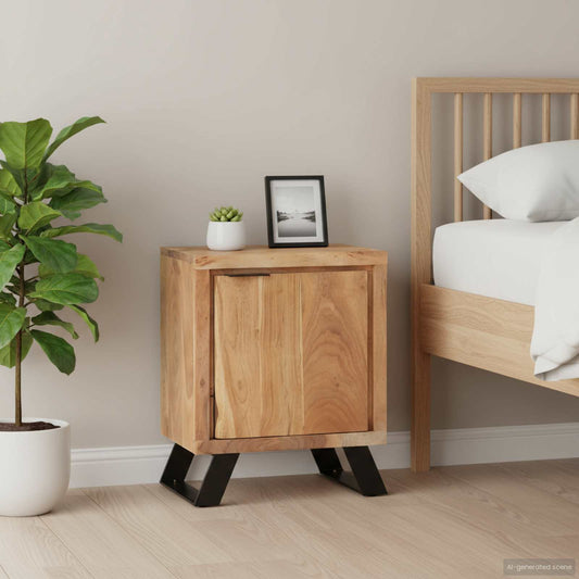 Bedside Cabinet Natural Wood Solid Acacia Wood Medium