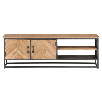 TV Cabinet Natural wood, Grey Solid acacia wood, Steel 47.2 in wide