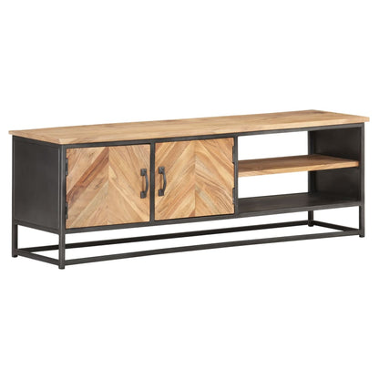 TV Cabinet Natural wood, Grey Solid acacia wood, Steel 47.2 in wide