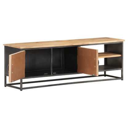 TV Cabinet Natural wood, Grey Solid acacia wood, Steel 47.2 in wide