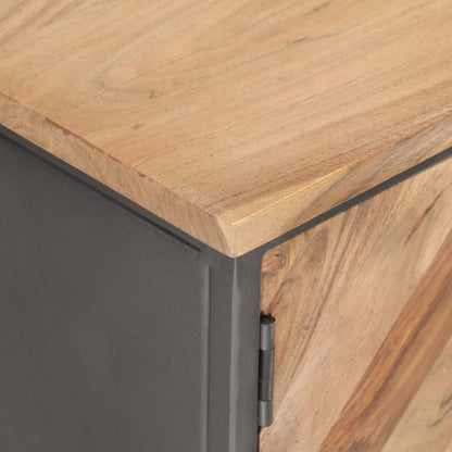 TV Cabinet Natural wood, Grey Solid acacia wood, Steel 47.2 in wide