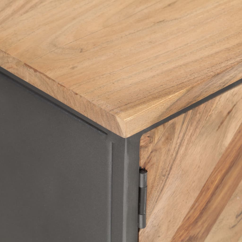 TV Cabinet Natural wood, Grey Solid acacia wood, Steel 47.2 in wide