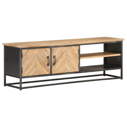 TV Cabinet Natural wood, Grey Solid acacia wood, Steel 47.2 in wide
