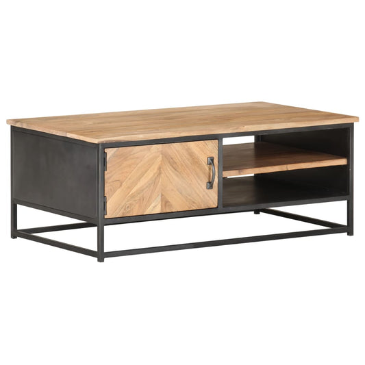 Coffee Table Natural Wood Solid Acacia wood, Powder-coated steel