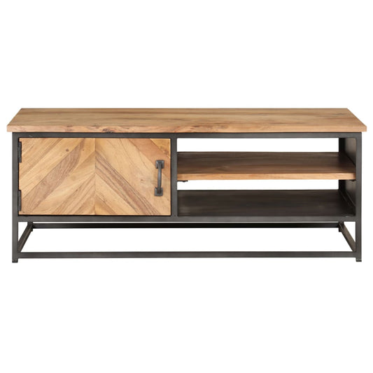 Coffee Table Natural Wood Solid Acacia wood, Powder-coated steel