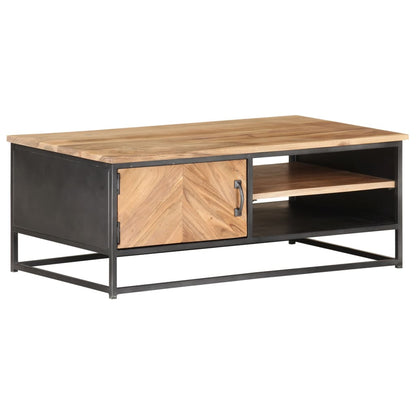 Coffee Table Natural Wood Solid Acacia wood, Powder-coated steel