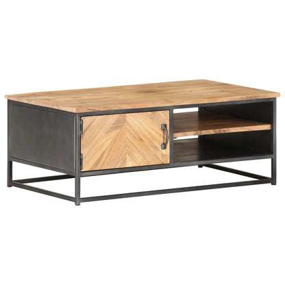 Coffee Table Natural Wood Solid Acacia wood, Powder-coated steel