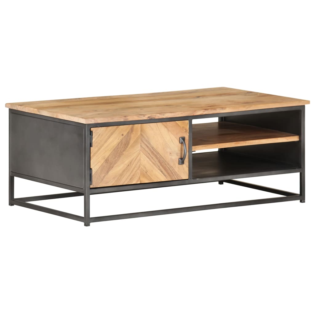 Coffee Table Natural Wood Solid Acacia wood, Powder-coated steel