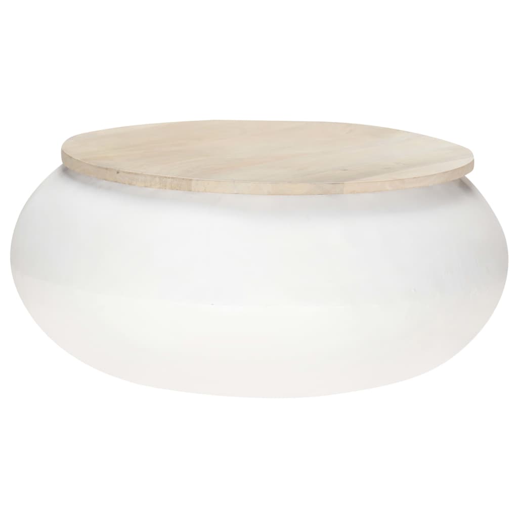 Coffee Table Natural wood and white Solid mango wood and iron