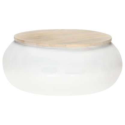Coffee Table Natural wood and white Solid mango wood and iron