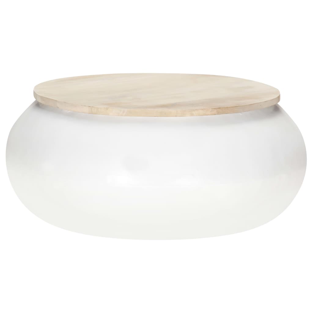 Coffee Table Natural wood and white Solid mango wood and iron