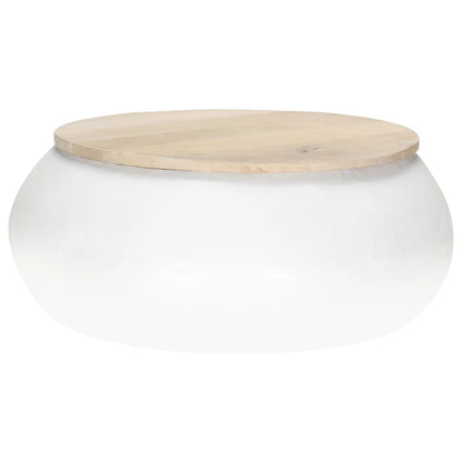 Coffee Table Natural wood and white Solid mango wood and iron