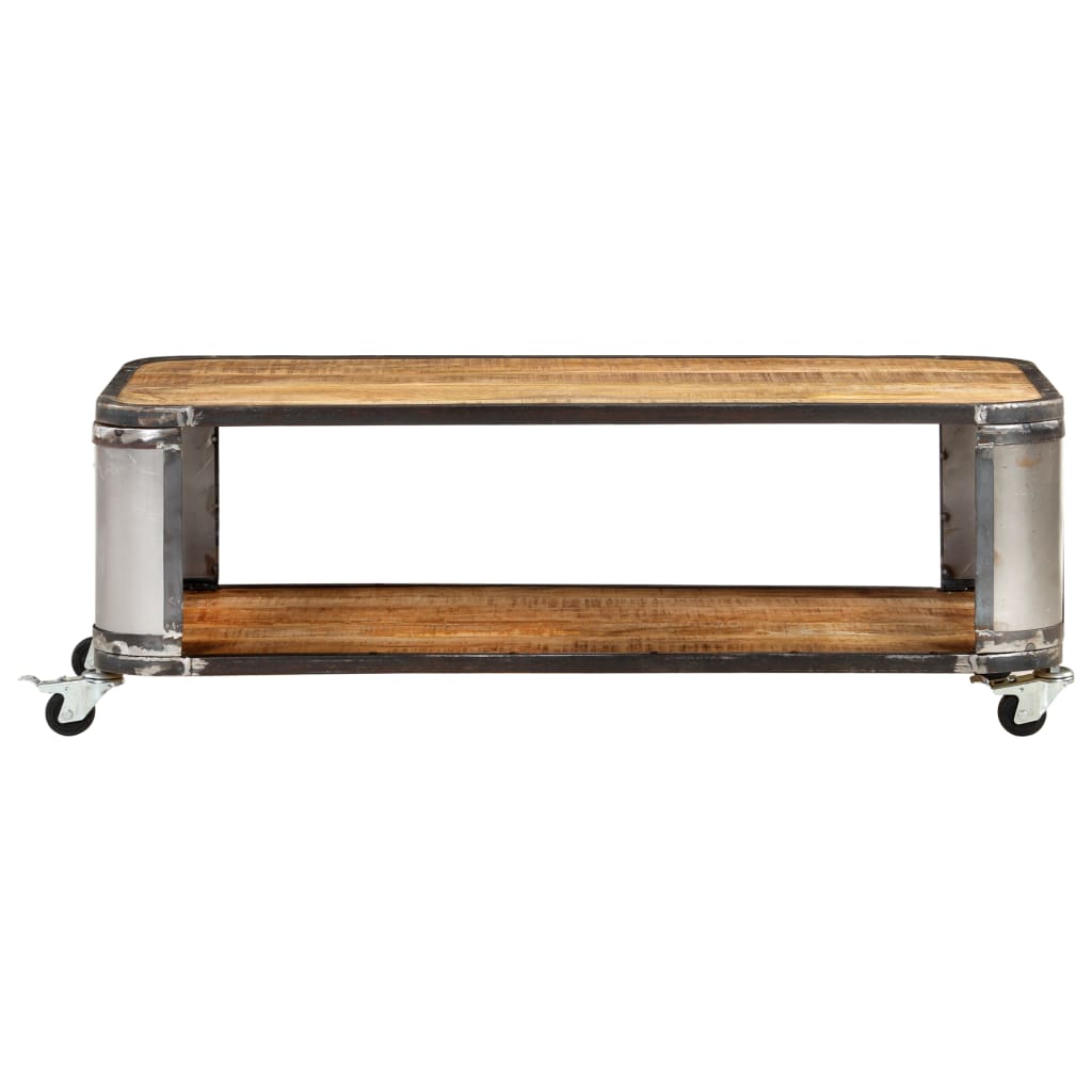 Coffee Table Natural Mango Wood Solid Mango Wood, Steel