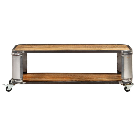 Coffee Table Natural Mango Wood Solid Mango Wood, Steel
