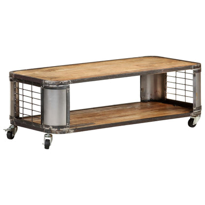 Coffee Table Natural Mango Wood Solid Mango Wood, Steel