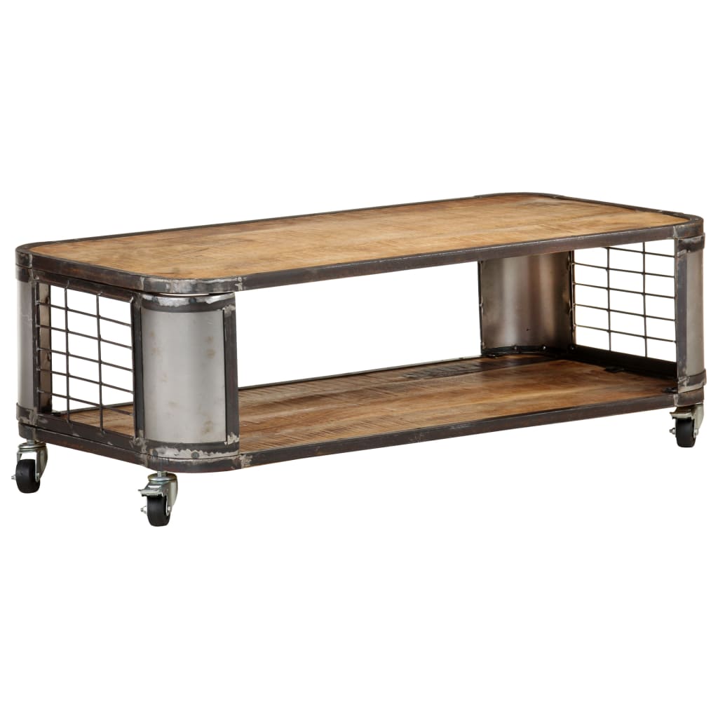 Coffee Table Natural Mango Wood Solid Mango Wood, Steel
