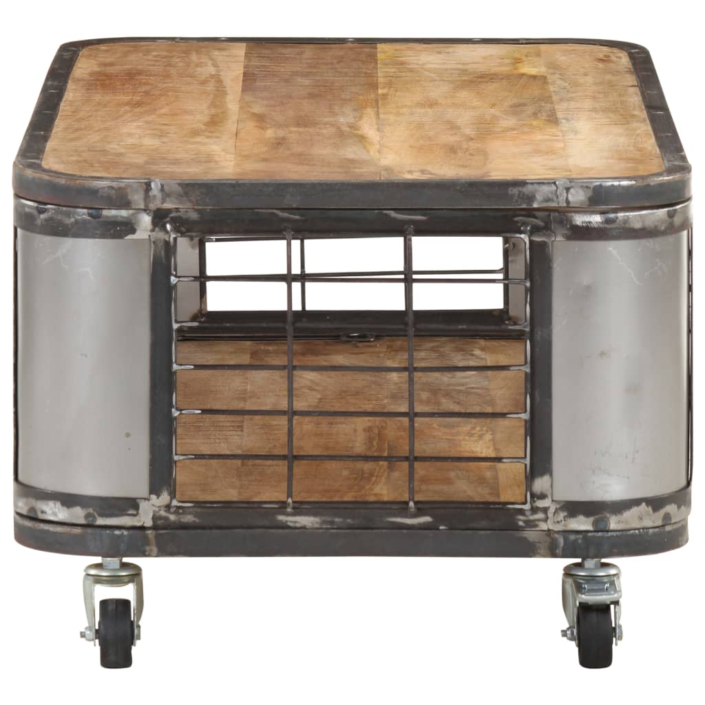 Coffee Table Natural Mango Wood Solid Mango Wood, Steel