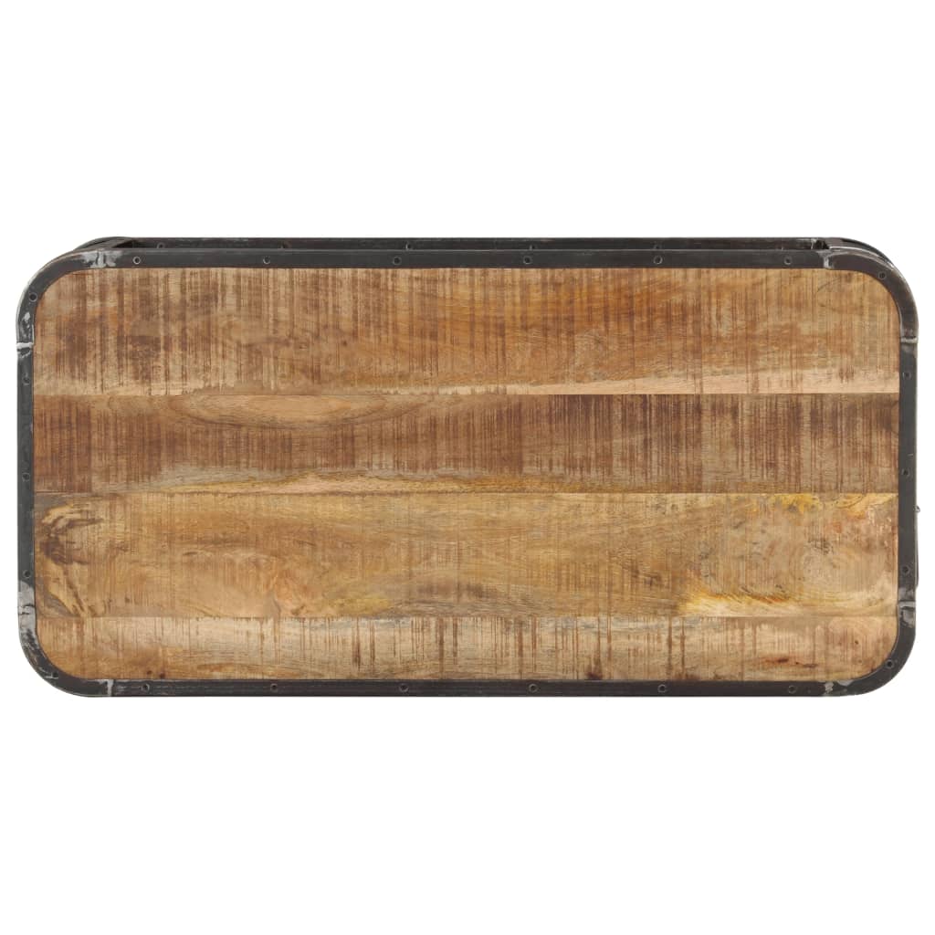 Coffee Table Natural Mango Wood Solid Mango Wood, Steel