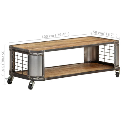 Coffee Table Natural Mango Wood Solid Mango Wood, Steel