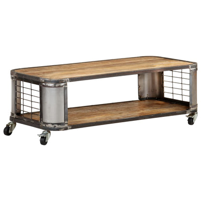 Coffee Table Natural Mango Wood Solid Mango Wood, Steel