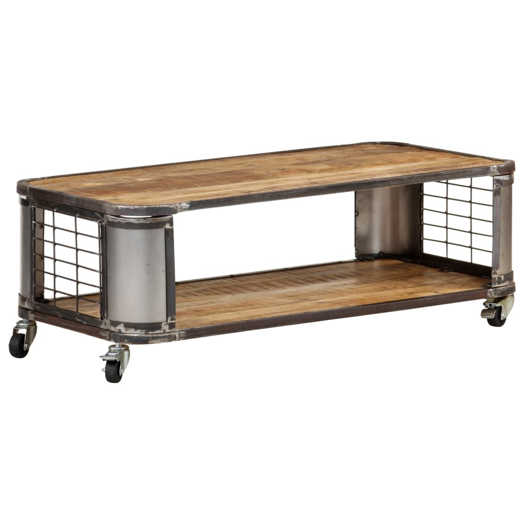 Coffee Table Natural Mango Wood Solid Mango Wood, Steel