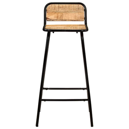 Bar Stool Set of 2 Natural wood, Black