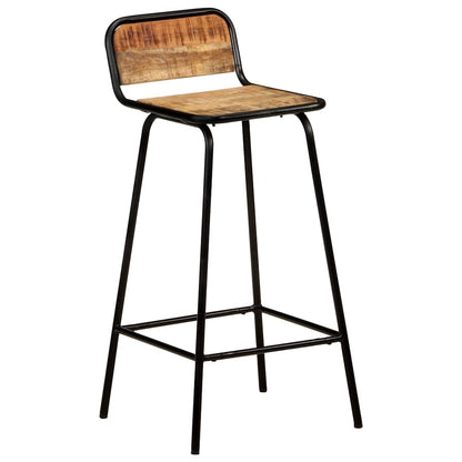Bar Stool Set of 2 Natural wood, Black