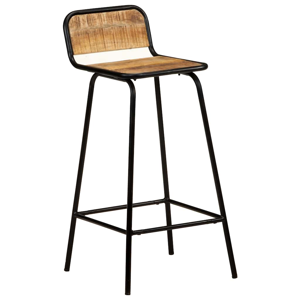 Bar Stool Set of 2 Natural wood, Black