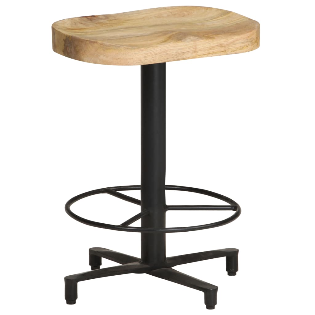 Bar Stool Set of 2 Natural wood and black Solid Mango Wood