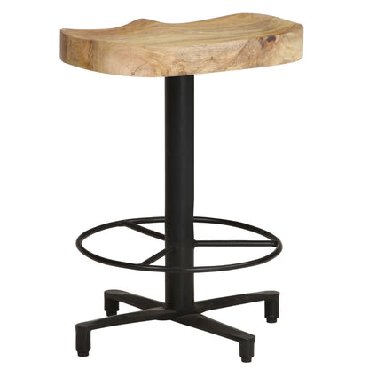 Bar Stool Set of 2 Natural wood and black Solid Mango Wood